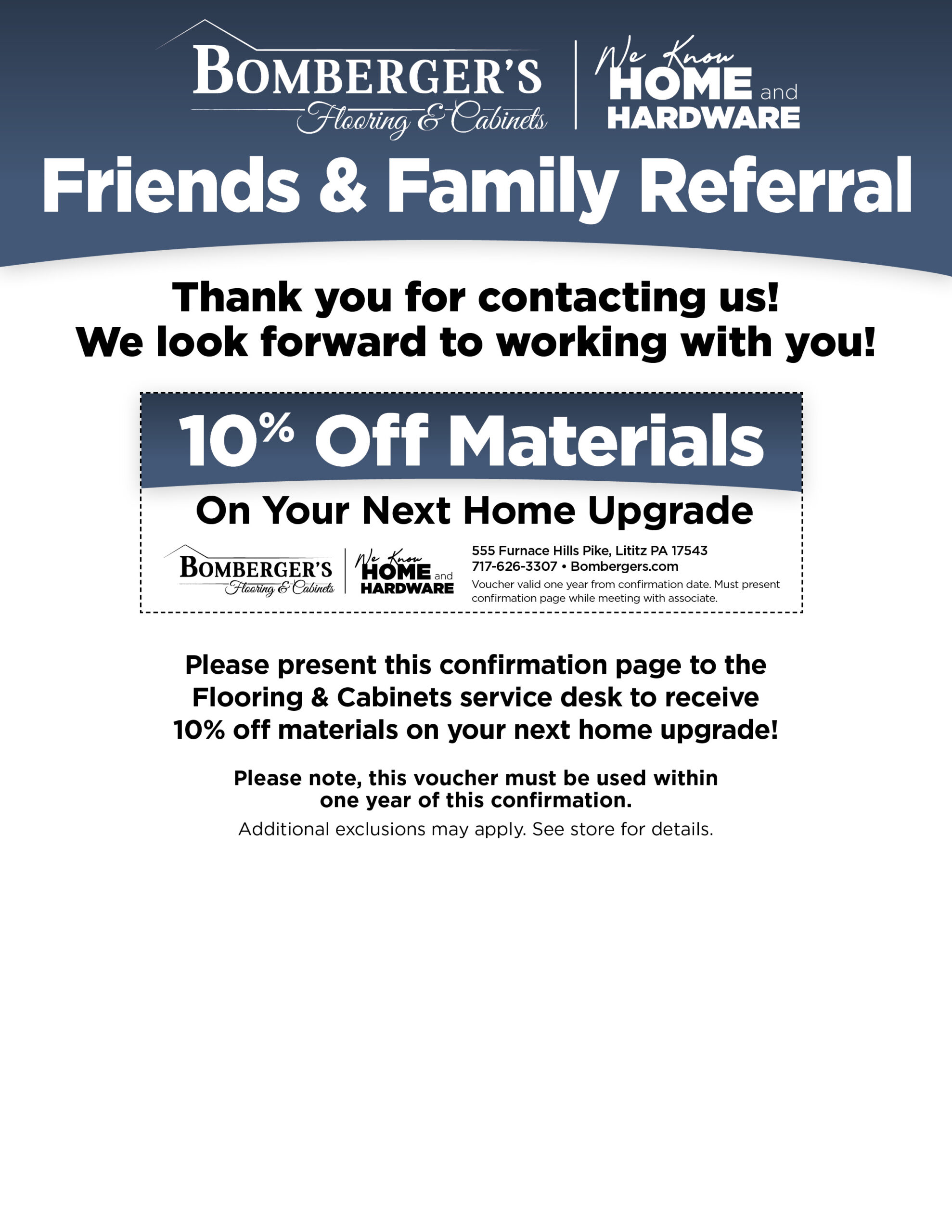 Friend Family Referral Confirmation Page